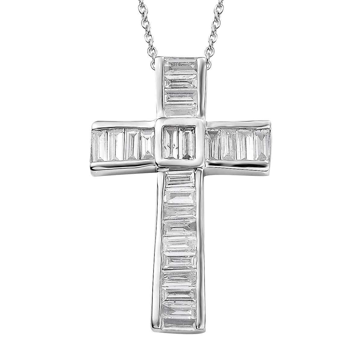 Lab Grown Diamond (VS) Pendant Necklace (20 Inches) in Rhodium Over Sterling Silver 1.60 ctw