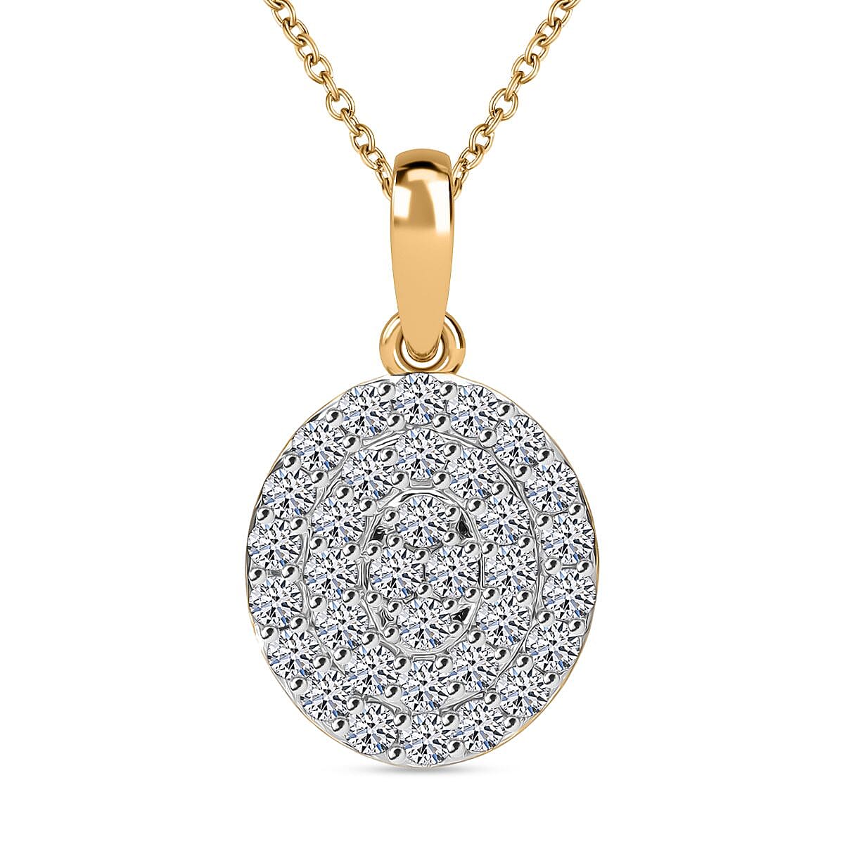 Luxuriant Lab Grown Diamond (G-H, SI) Pendant Necklace (20 Inches) in Vermeil YG Over Sterling Silver 1.00 ctw