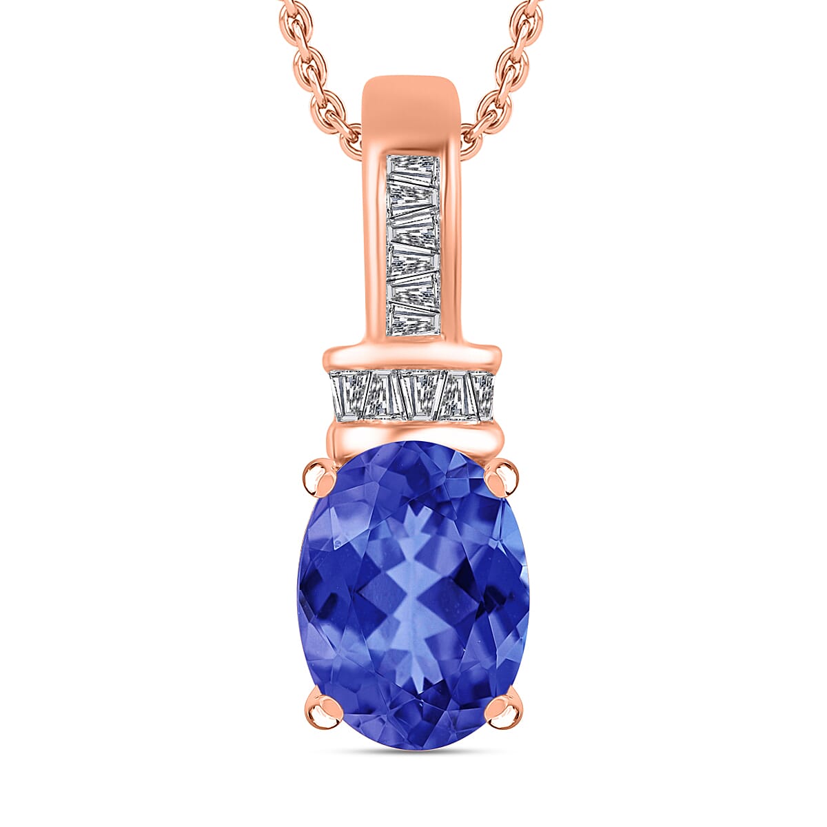 Luxoro Premium Tanzanite and G-H I1 Diamond Pendant Necklace 20 Inches in 14K White Gold 1.40 ctw