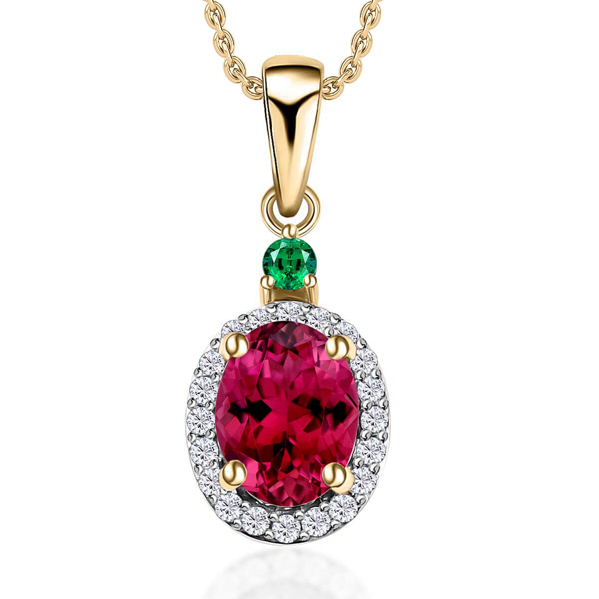 Luxoro 14K White Gold Premium Marropino Morganite, Boyaca Colombian Emerald, Diamond (G-H, I1) (0.16 cts) Pendant Necklace 20 Inches 1.55 ctw