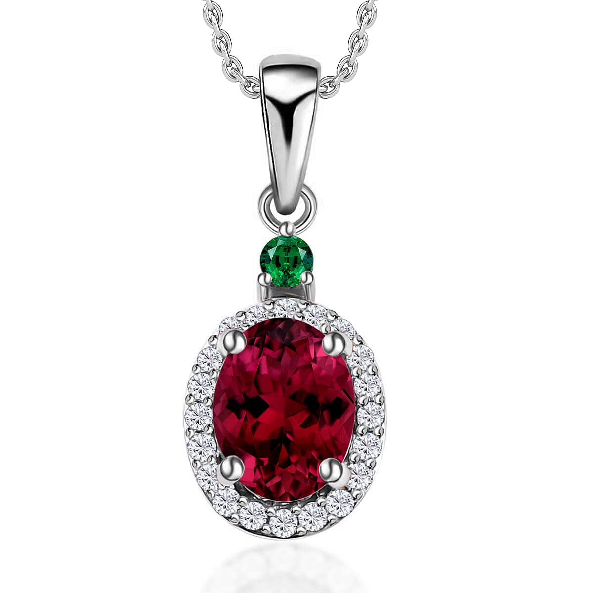 Luxoro 14K White Gold Premium Marropino Morganite, Boyaca Colombian Emerald, Diamond (G-H, I1) (0.16 cts) Pendant Necklace 20 Inches 1.55 ctw