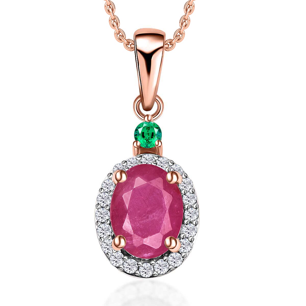 Luxoro 14K White Gold Premium Marropino Morganite, Boyaca Colombian Emerald, Diamond (G-H, I1) (0.16 cts) Pendant Necklace 20 Inches 1.55 ctw