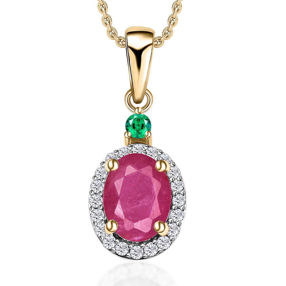 Luxoro 14K White Gold Premium Marropino Morganite, Boyaca Colombian Emerald, Diamond (G-H, I1) (0.16 cts) Pendant Necklace 20 Inches 1.55 ctw