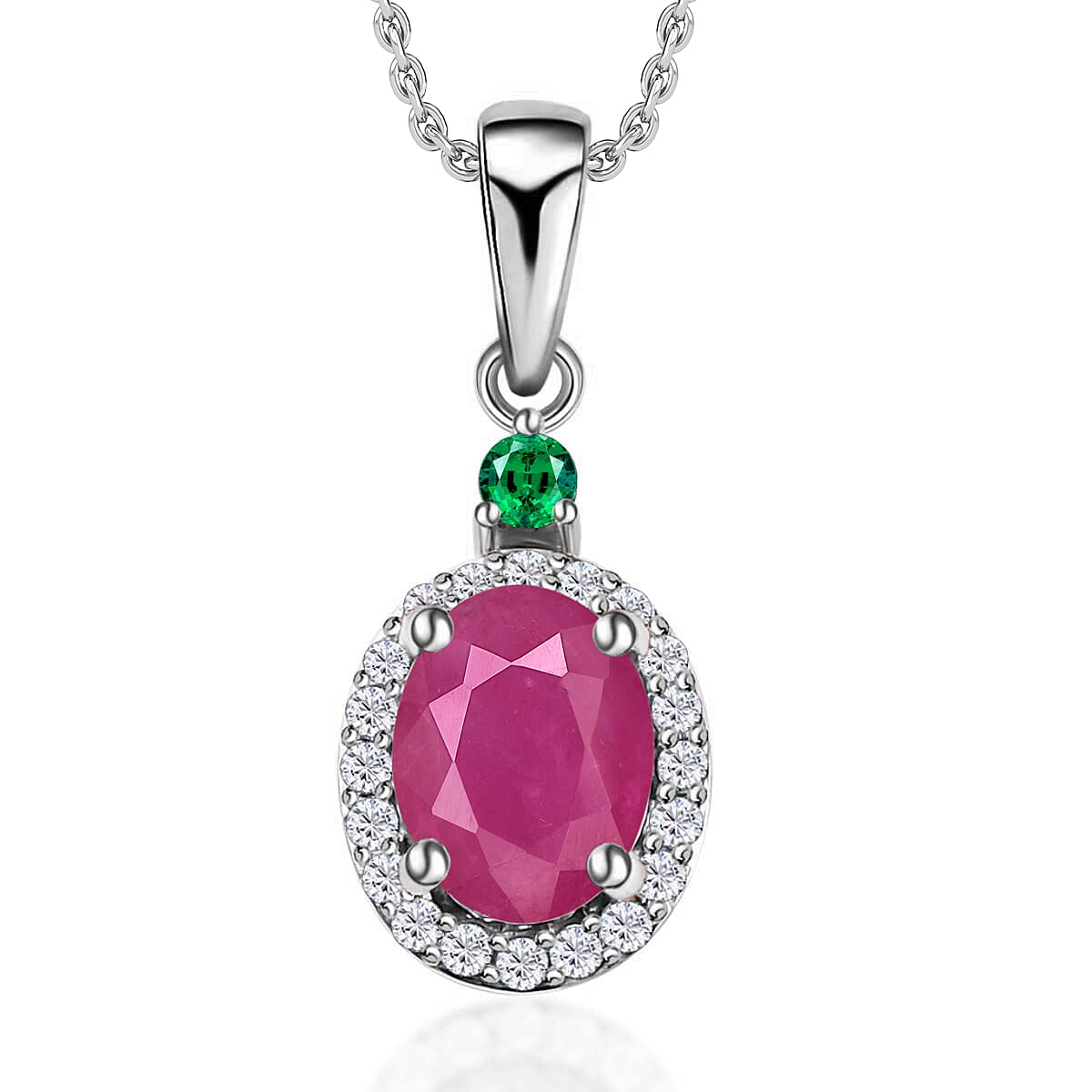 Luxoro 14K White Gold Premium Marropino Morganite, Boyaca Colombian Emerald, Diamond (G-H, I1) (0.16 cts) Pendant Necklace 20 Inches 1.55 ctw