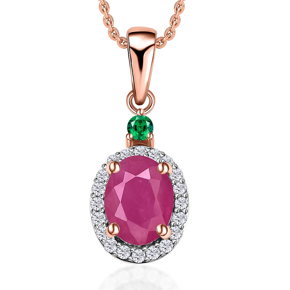 Luxoro 14K White Gold Premium Marropino Morganite, Boyaca Colombian Emerald, Diamond (G-H, I1) (0.16 cts) Pendant Necklace 20 Inches 1.55 ctw
