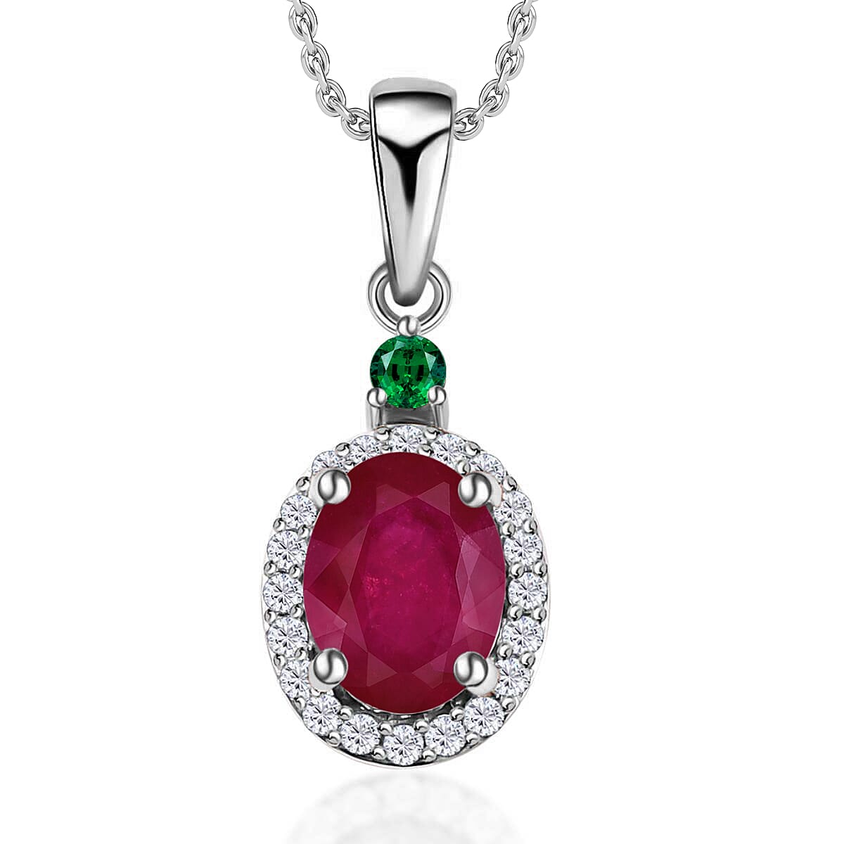 Luxoro 14K White Gold Premium Marropino Morganite, Boyaca Colombian Emerald, Diamond (G-H, I1) (0.16 cts) Pendant Necklace 20 Inches 1.55 ctw