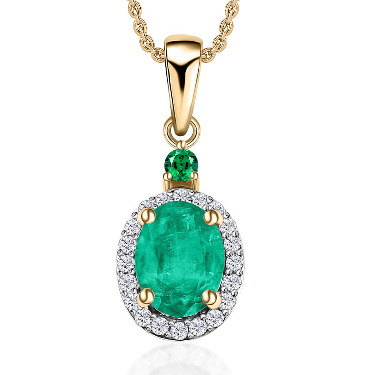 Luxoro 14K White Gold Premium Marropino Morganite, Boyaca Colombian Emerald, Diamond (G-H, I1) (0.16 cts) Pendant Necklace 20 Inches 1.55 ctw