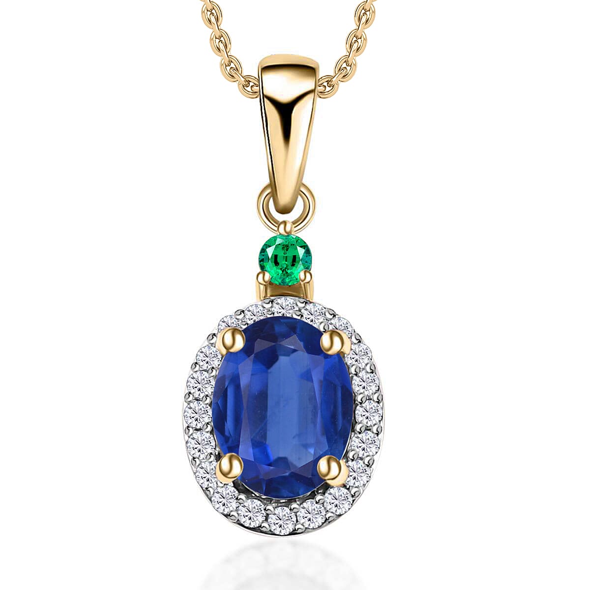 Luxoro 14K White Gold Premium Marropino Morganite, Boyaca Colombian Emerald, Diamond (G-H, I1) (0.16 cts) Pendant Necklace 20 Inches 1.55 ctw