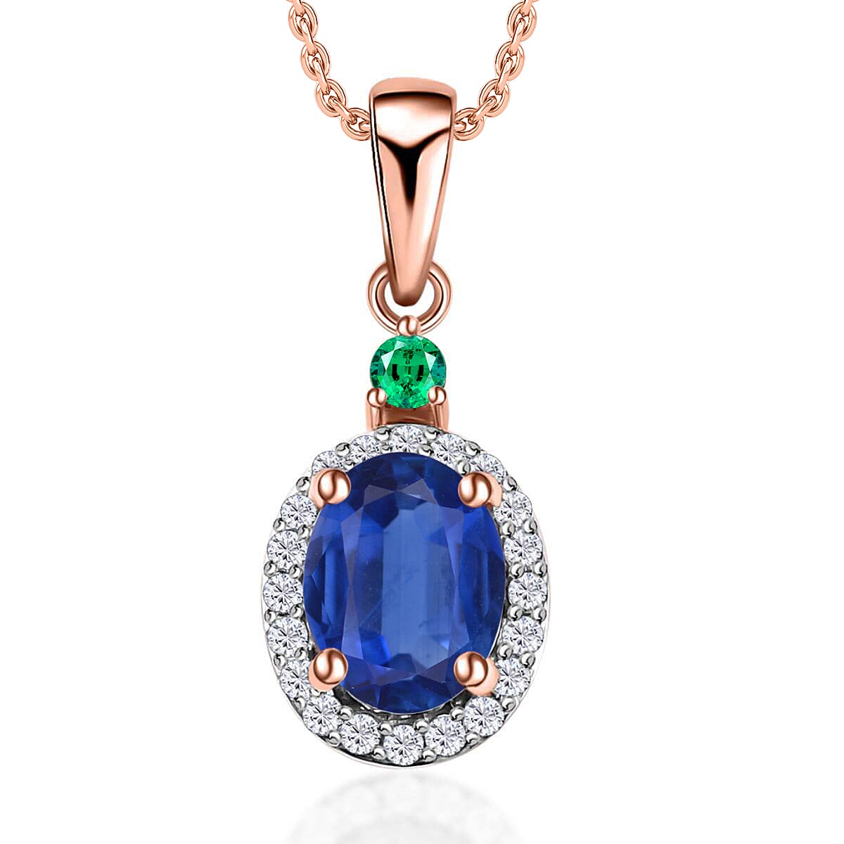 Luxoro 14K White Gold Premium Marropino Morganite, Boyaca Colombian Emerald, Diamond (G-H, I1) (0.16 cts) Pendant Necklace 20 Inches 1.55 ctw