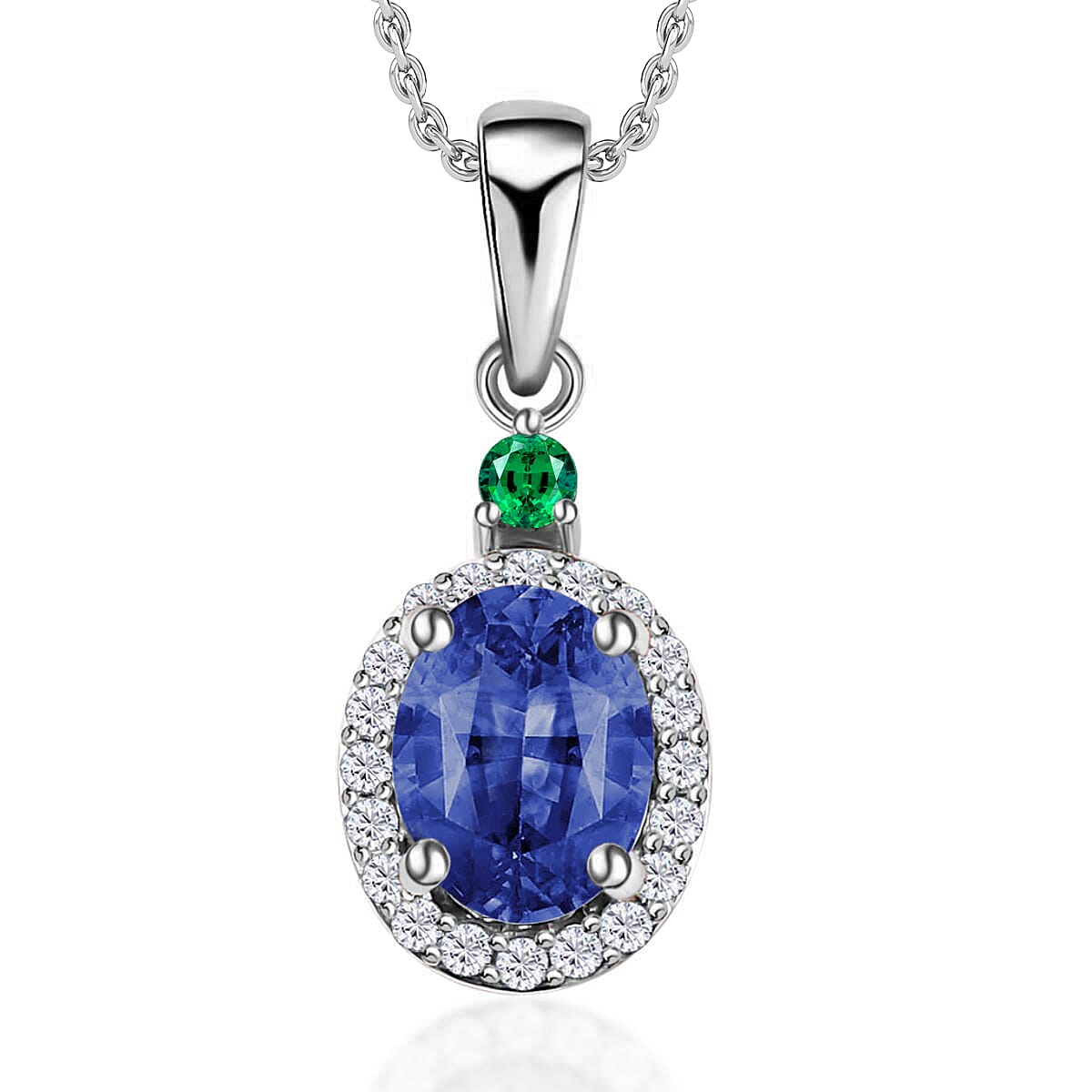 Luxoro 14K White Gold Premium Marropino Morganite, Boyaca Colombian Emerald, Diamond (G-H, I1) (0.16 cts) Pendant Necklace 20 Inches 1.55 ctw