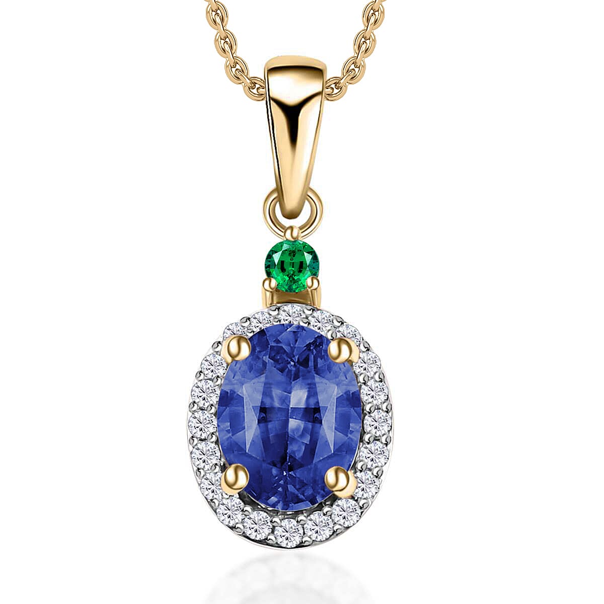Luxoro 14K White Gold Premium Marropino Morganite, Boyaca Colombian Emerald, Diamond (G-H, I1) (0.16 cts) Pendant Necklace 20 Inches 1.55 ctw