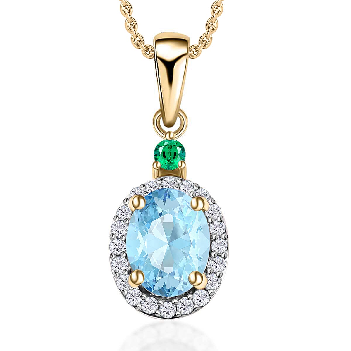 Luxoro 14K White Gold Premium Marropino Morganite, Boyaca Colombian Emerald, Diamond (G-H, I1) (0.16 cts) Pendant Necklace 20 Inches 1.55 ctw
