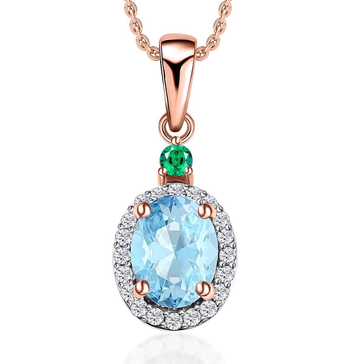 Luxoro 14K White Gold Premium Marropino Morganite, Boyaca Colombian Emerald, Diamond (G-H, I1) (0.16 cts) Pendant Necklace 20 Inches 1.55 ctw