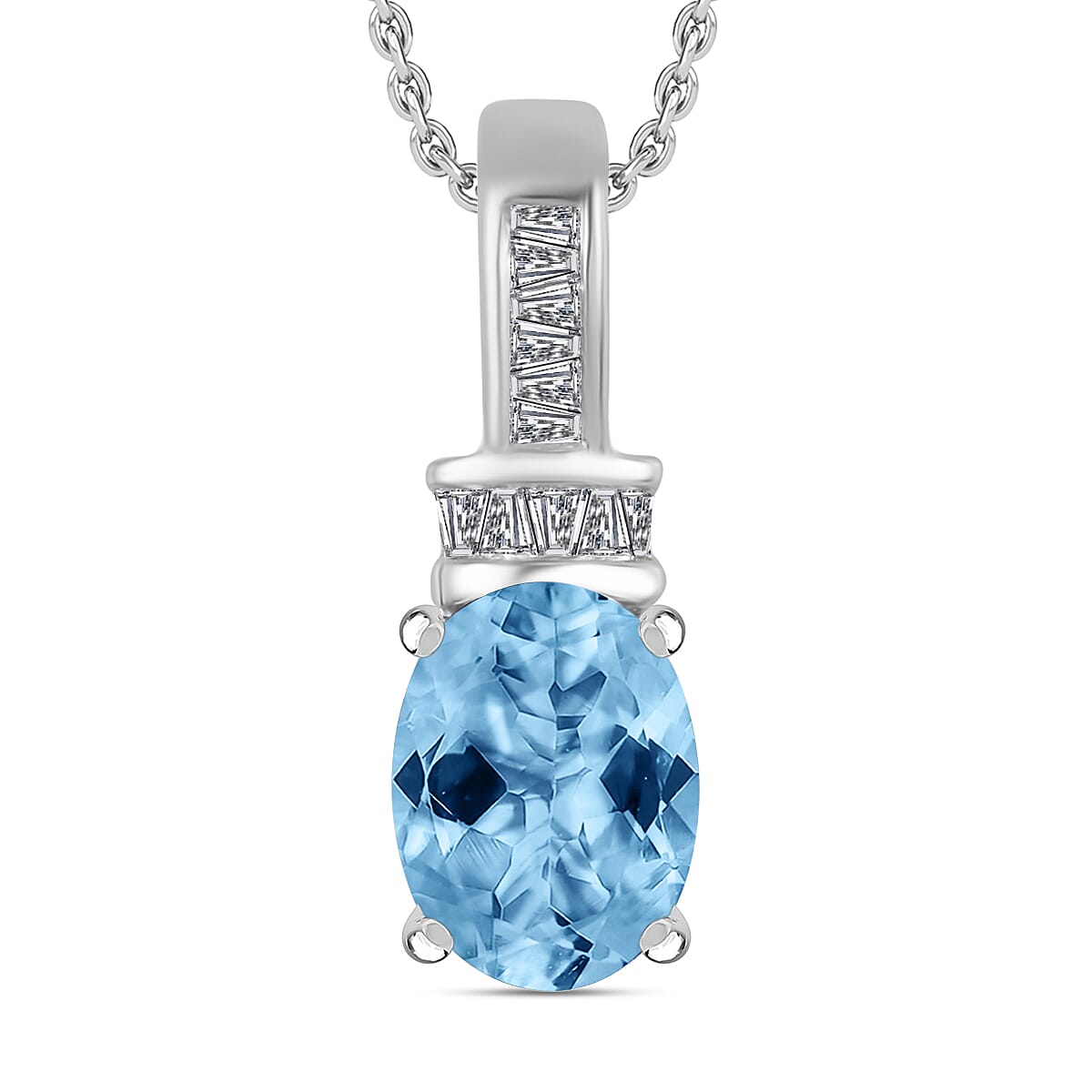 Luxoro Premium Tanzanite and G-H I1 Diamond Pendant Necklace 20 Inches in 14K White Gold 1.40 ctw