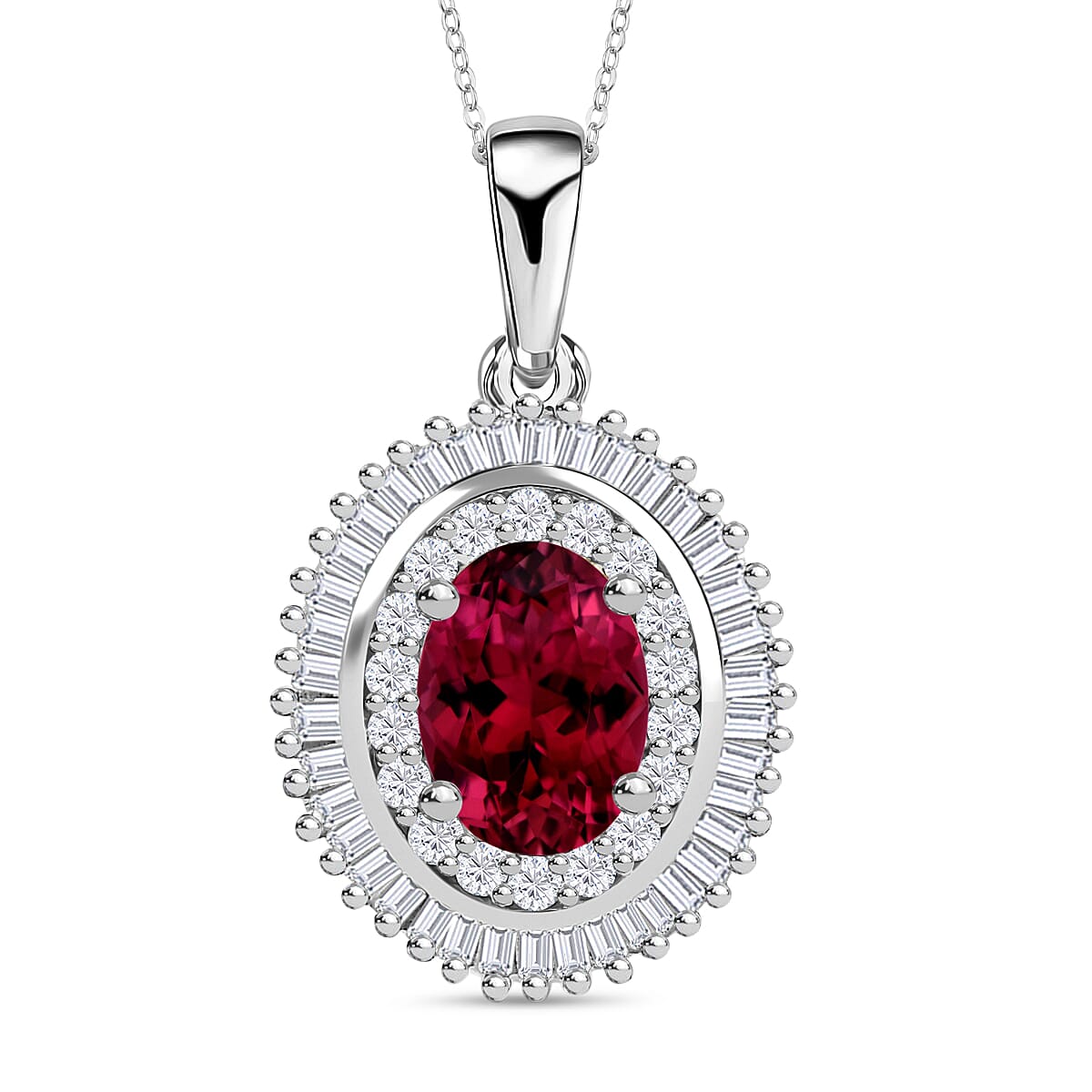 Rhapsody AAAA Mozambique Ruby and E-F VS2 Diamond Pendant Necklace 20 Inches in 950 Platinum 1.08 ctw