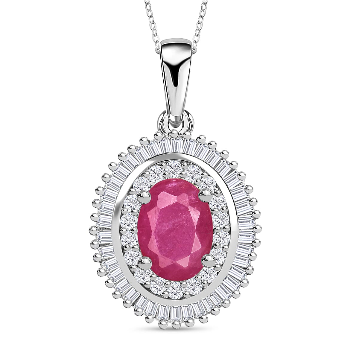Rhapsody AAAA Mozambique Ruby and E-F VS2 Diamond Pendant Necklace 20 Inches in 950 Platinum 1.08 ctw