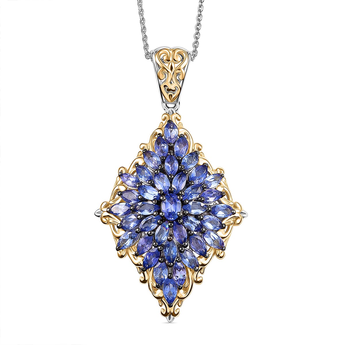 D'Joy Premium Narsipatnam Alexandrite 3.25 ctw Pendant Necklace 20 Inches in 18K Vermeil YG and Rhodium Over Sterling Silver