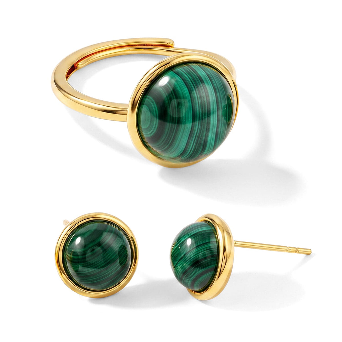 2 Piece Set - African Amethyst 11.00 ctw Earrings and Ring (Adjustable) in Goldtone