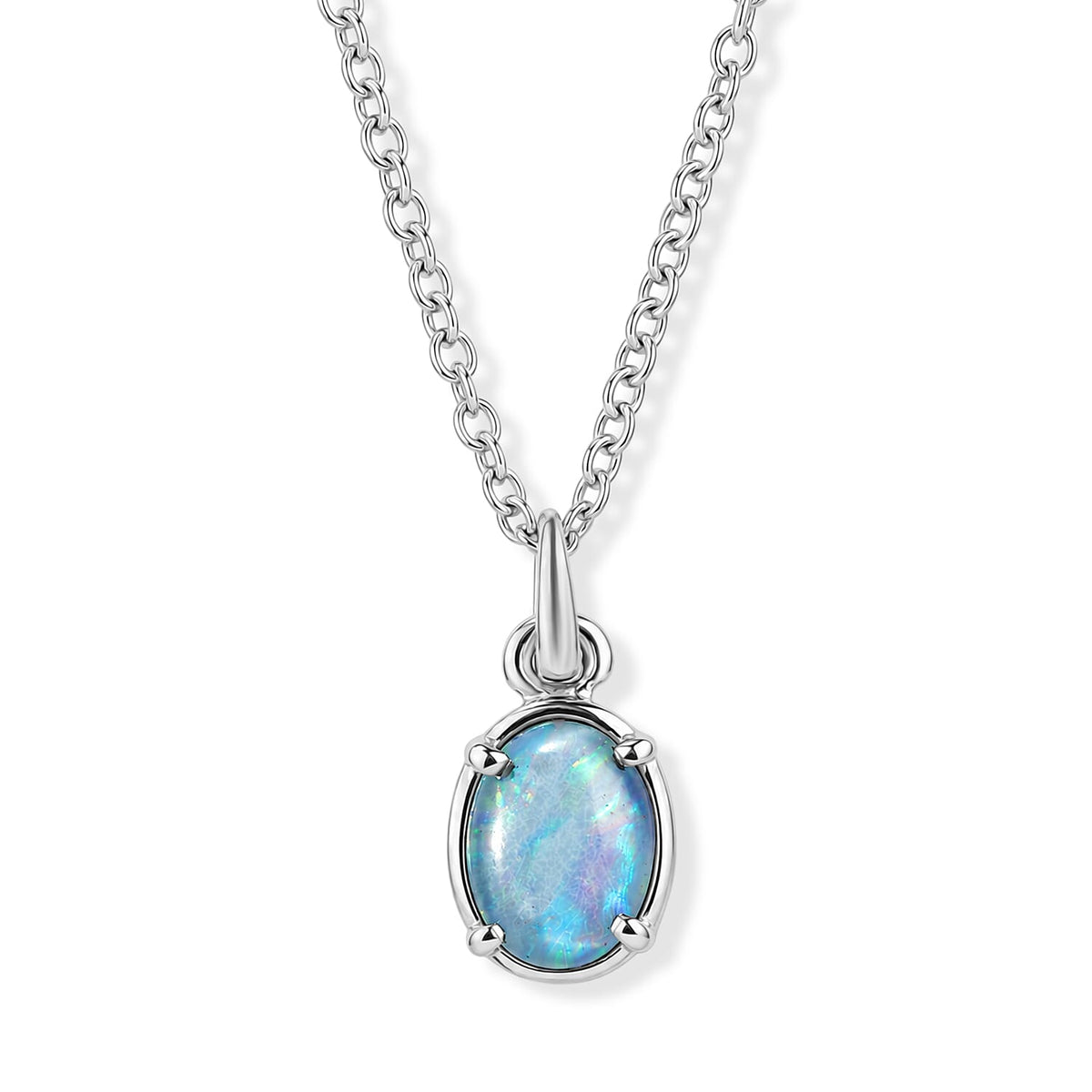EverTrue Boulder Opal (Triplet) Pendant Necklace (20 Inches) in Stainless Steel 0.90 ctw