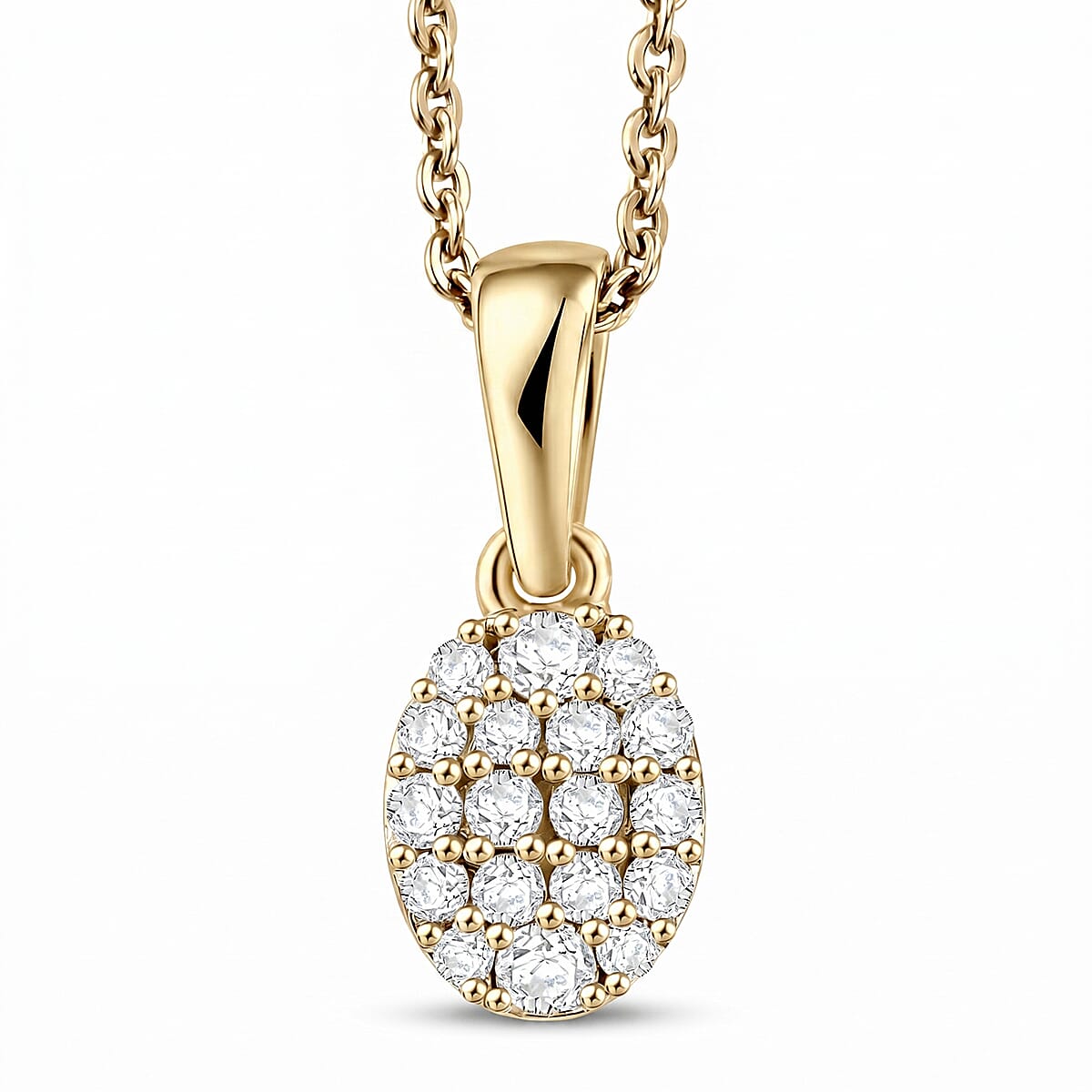 Luxuriant Lab Grown Diamond (G-H, SI) Pendant Necklace (20 Inches) in 18K Vermeil Yellow Gold Over Sterling Silver 0.15 ctw