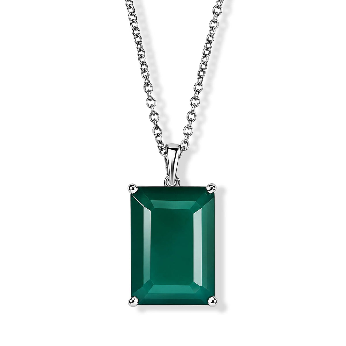 EverTrue Verde Onyx Pendant in Platinum Bond with Stainless Steel Necklace (20 Inches) 13.00 ctw