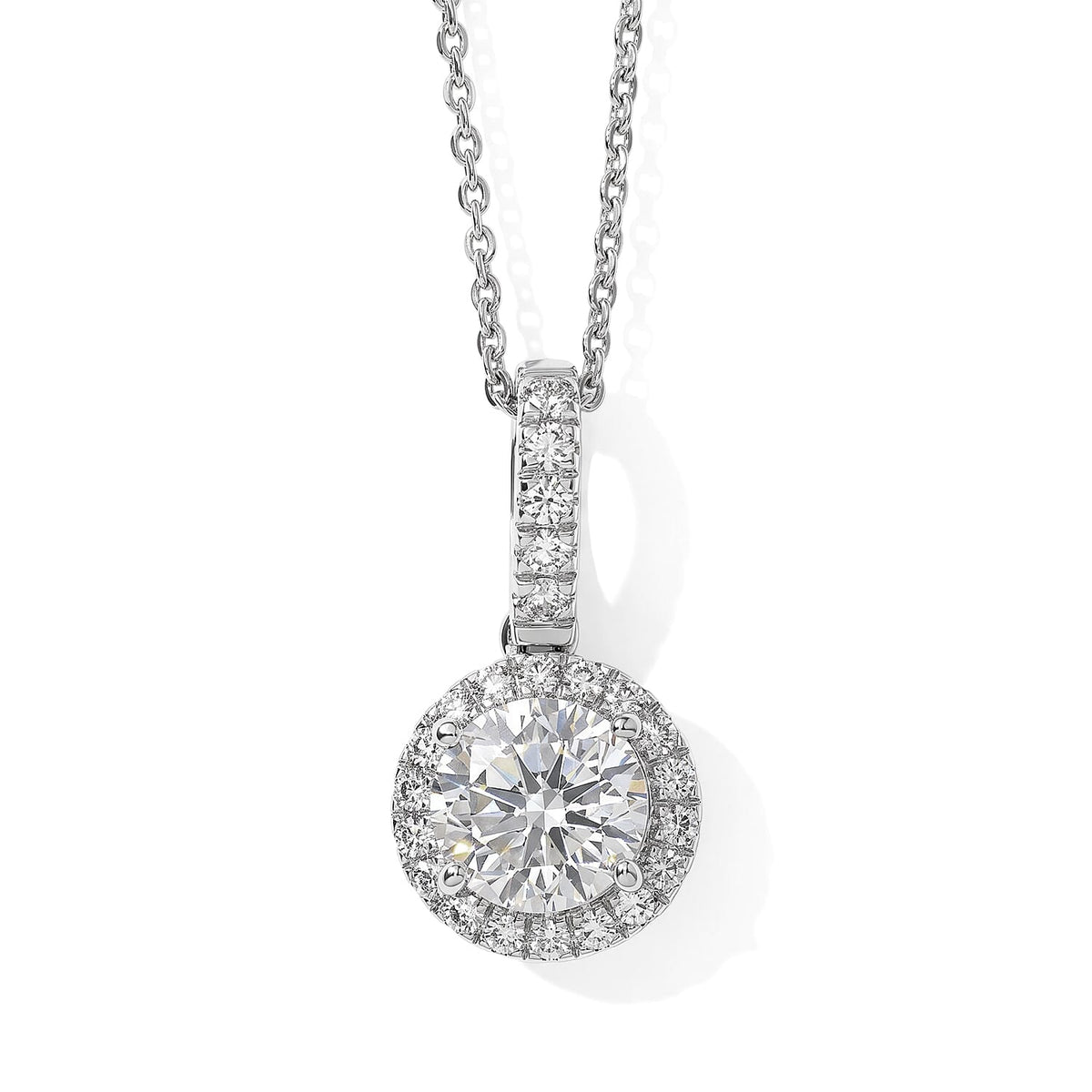 Luxuriant Lab Grown Diamond (G-H, SI) Pendant Necklace (20 Inches) in Rhodium Over Sterling Silver 1.20 ctw