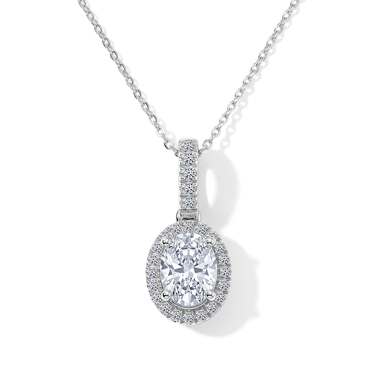 Luxuriant Lab Grown Diamond (G-H, SI) Pendant Necklace (20 Inches) in Rhodium Over Sterling Silver 1.20 ctw