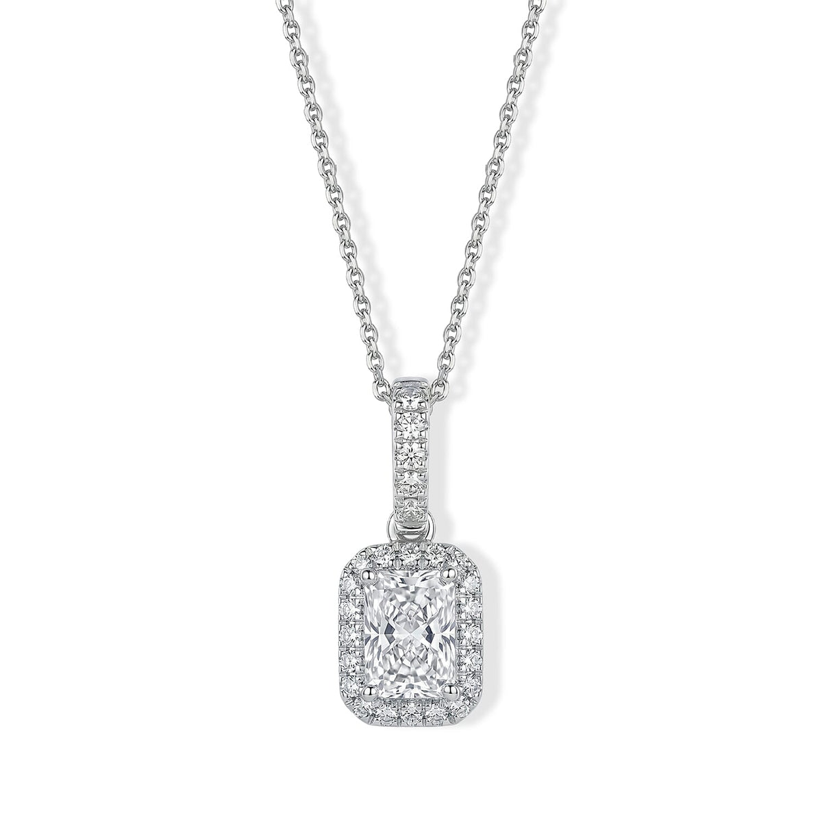 Luxuriant Lab Grown Diamond (G-H, SI) Pendant Necklace (20 Inches) in Rhodium Over Sterling Silver 1.20 ctw