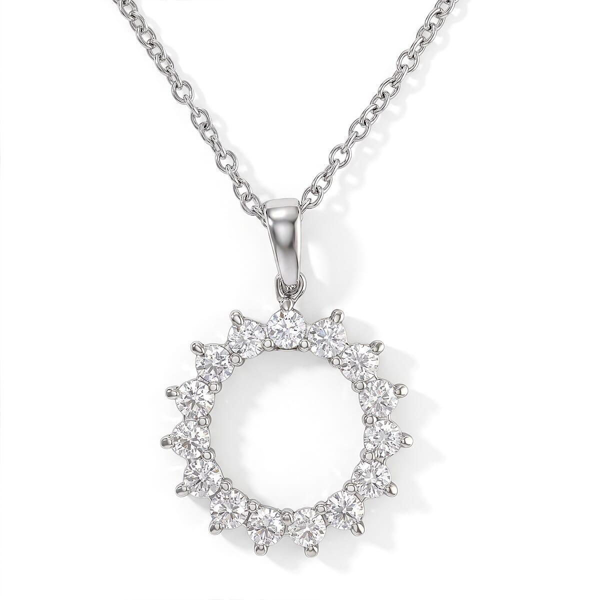 EverTrue Moissanite 1.15 ctw Pendant Necklace in Stainless Steel 20 Inch