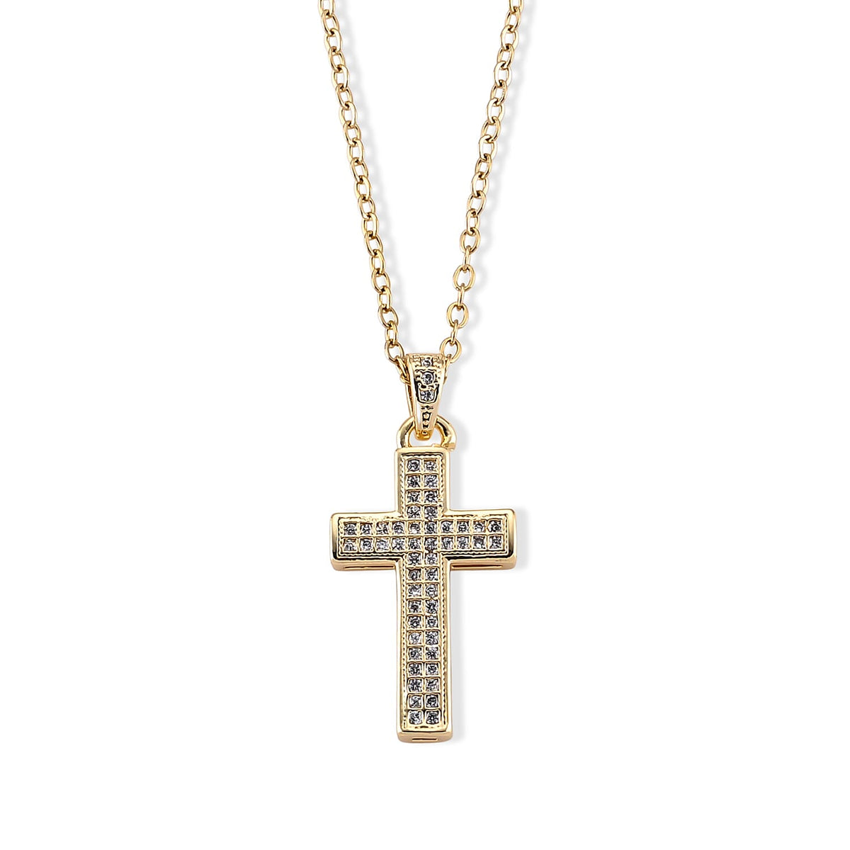 Simulated Diamond Pendant in Goldtone with ION Plated YG Stainless Steel Necklace (16-18 Inches) 2.00 ctw 4494007