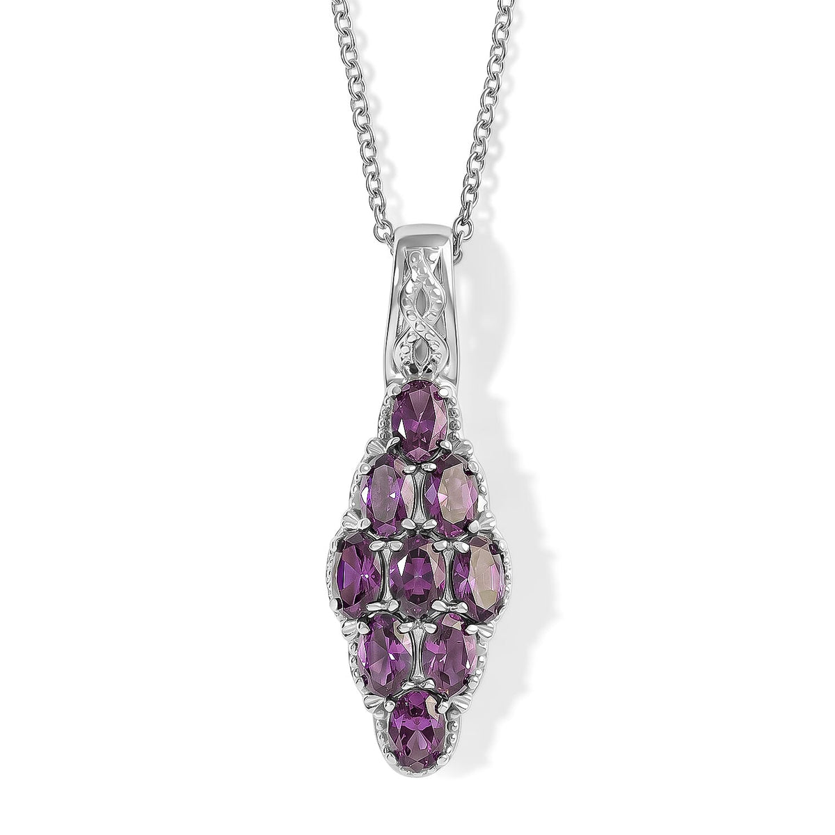 EverTrue Simulated Amethyst Color Diamond Pendant Necklace (20 Inches) in Stainless Steel 6.85 ctw