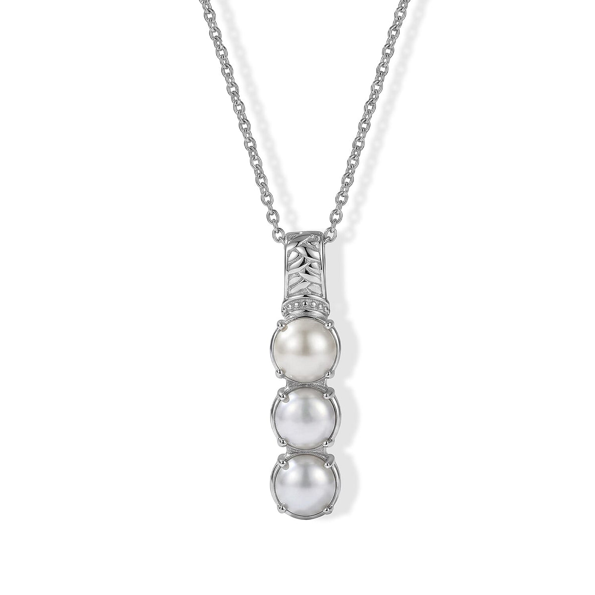 EverTrue Freshwater Pearl Pendant Necklace in Stainless Steel (20 Inches)