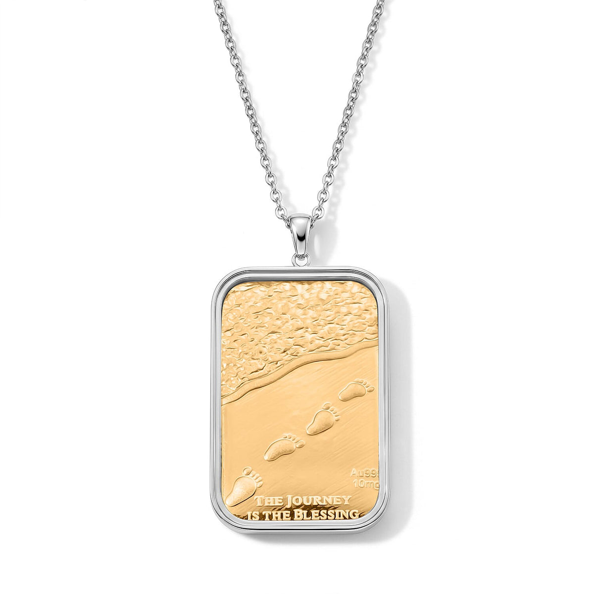 24K Gold Foil Cross & Bible Pendant with Stainless Steel Necklace (20 Inches) 44959