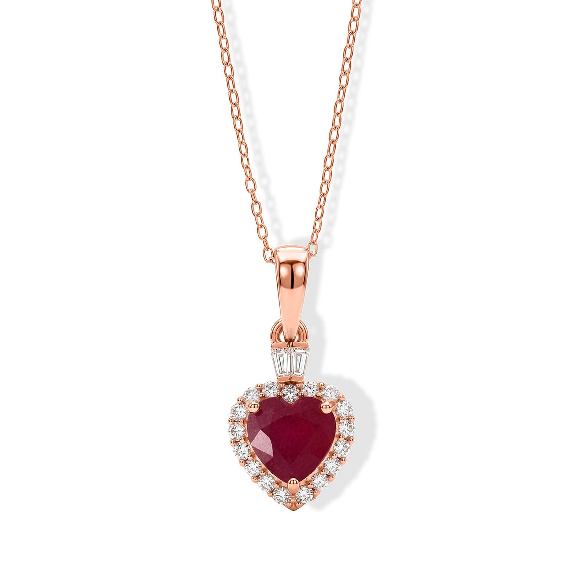 D'Joy Niassa Ruby (FF), Moissanite Heart Pendant Necklace (20 Inches) in 18K Vermeil RG Over Sterling Silver 2.25 ctw