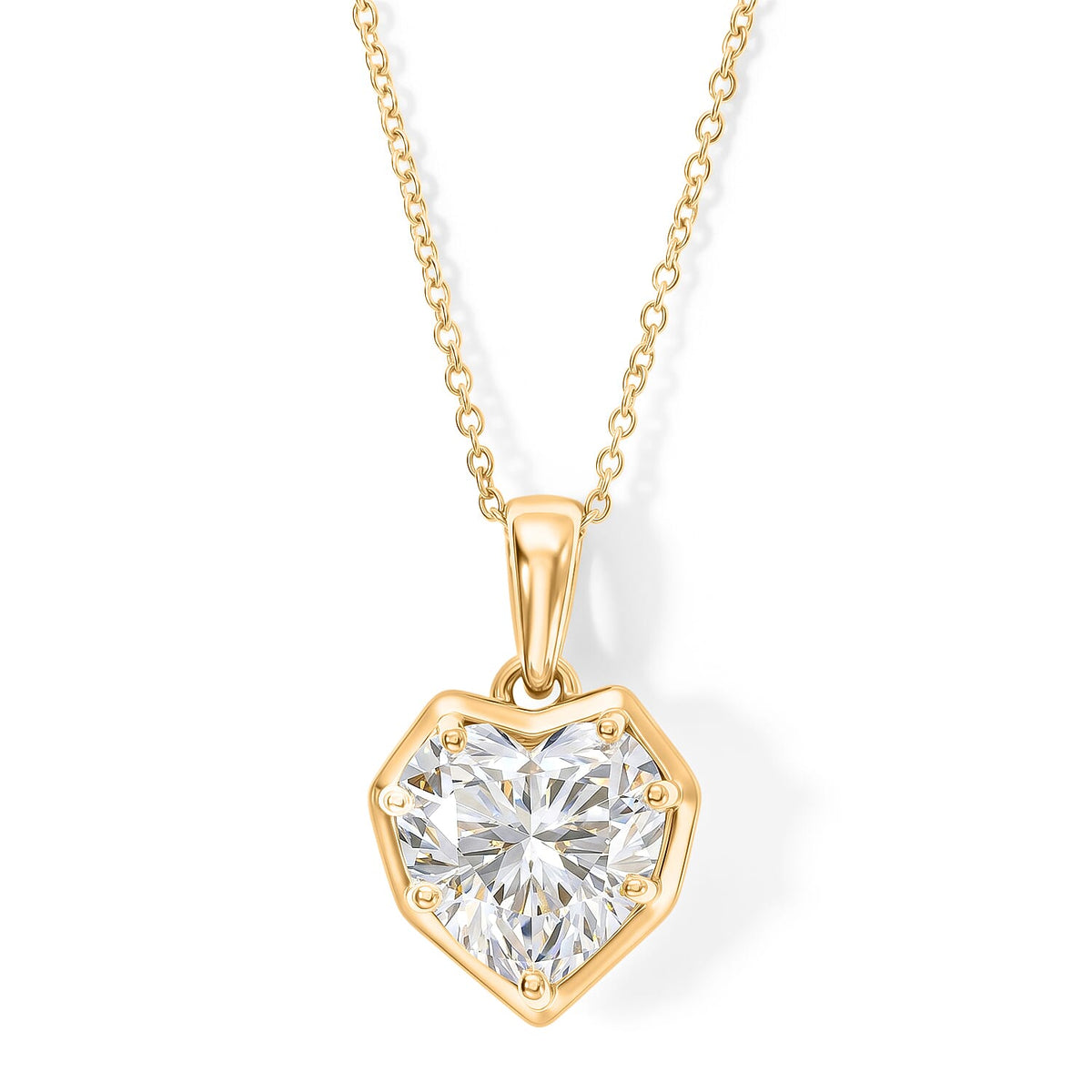 D'Joy Moissanite (Hrt 9mm) Heart of Brilliance Pendant Necklace (20 Inches) in 18K Vermeil YG Over Sterling Silver 2.50 ctw
