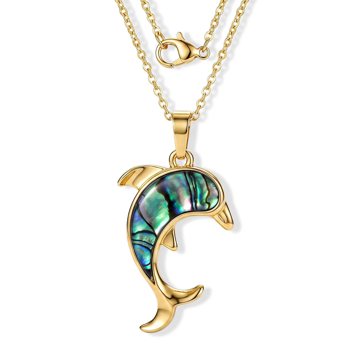 Abalone Shell Pendant in Platinum Bond with Stainless Necklace 20 Inches