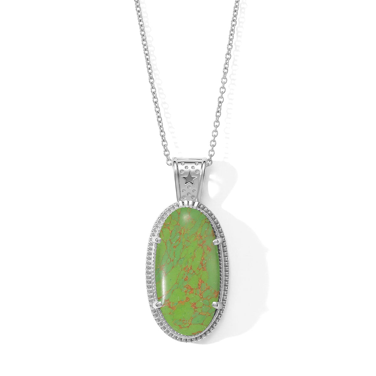 EverTrue Rhodonite 32.75 ctw Pendant Necklace (20 Inches) in Stainless Steel