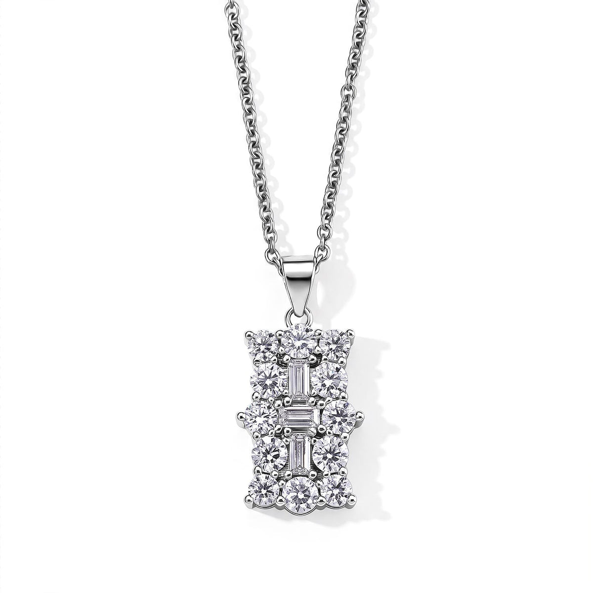 EverTrue Moissanite Pendant in Platinum Bond with Stainless Steel Necklace (20 Inches) 2.00 ctw