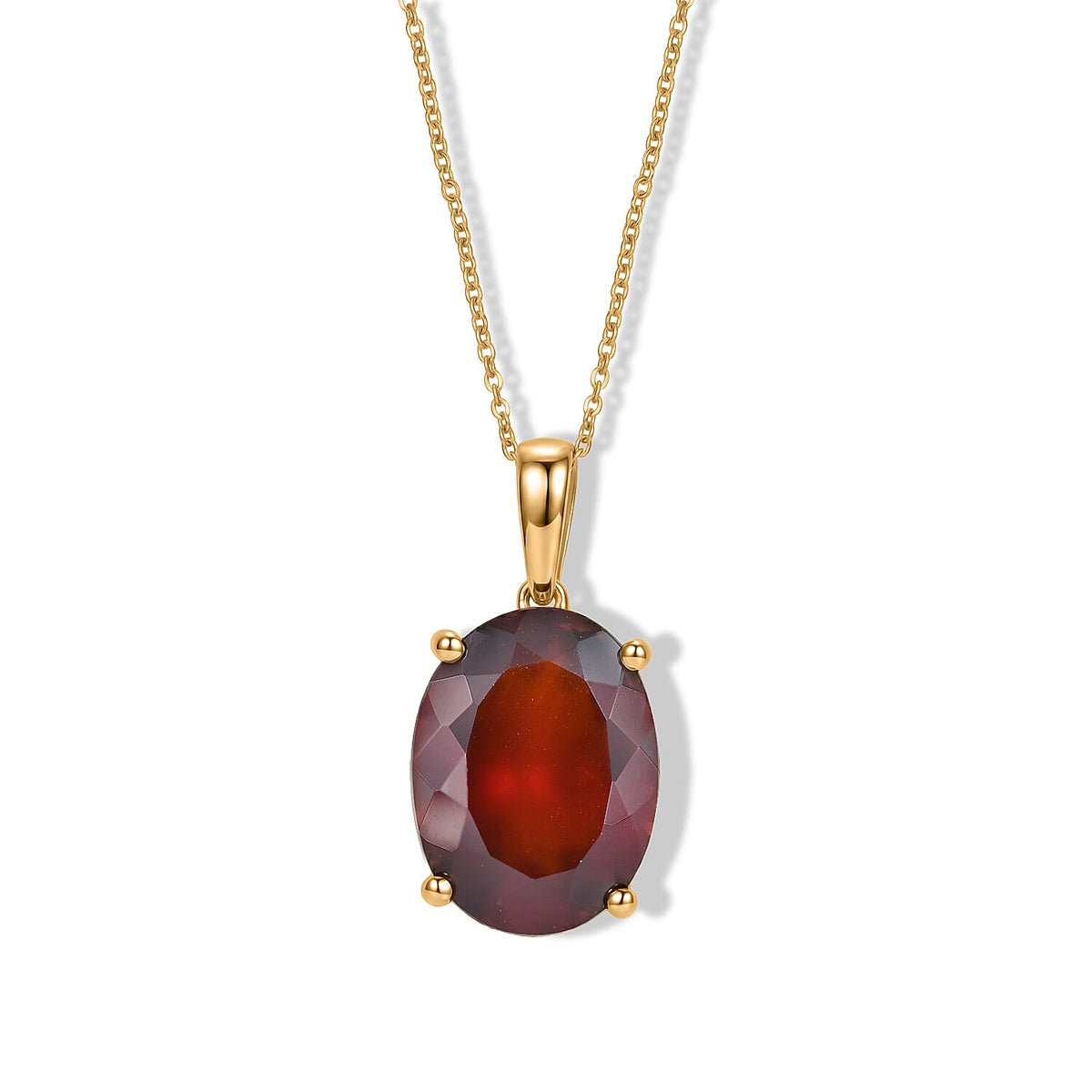 D'Joy AAA Honey Garnet Glow Solitaire Pendant Necklace (20 Inches) in 18K Vermeil YG Over Sterling Silver 10.35 ctw