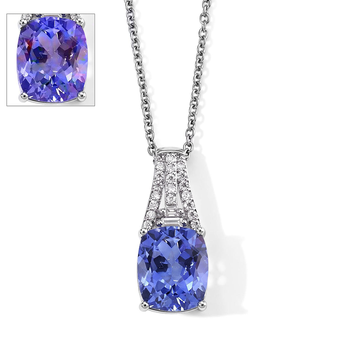 EverTrue Color Change Fluorite, Moissanite Pendant in Platinum Bond with Stainless Steel Necklace (20 Inches) 6.80 ctw