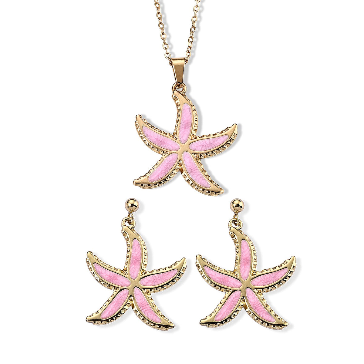 2 Piece Set - Fashion Earring and Fancy Necklace Pure White Stainless Steel