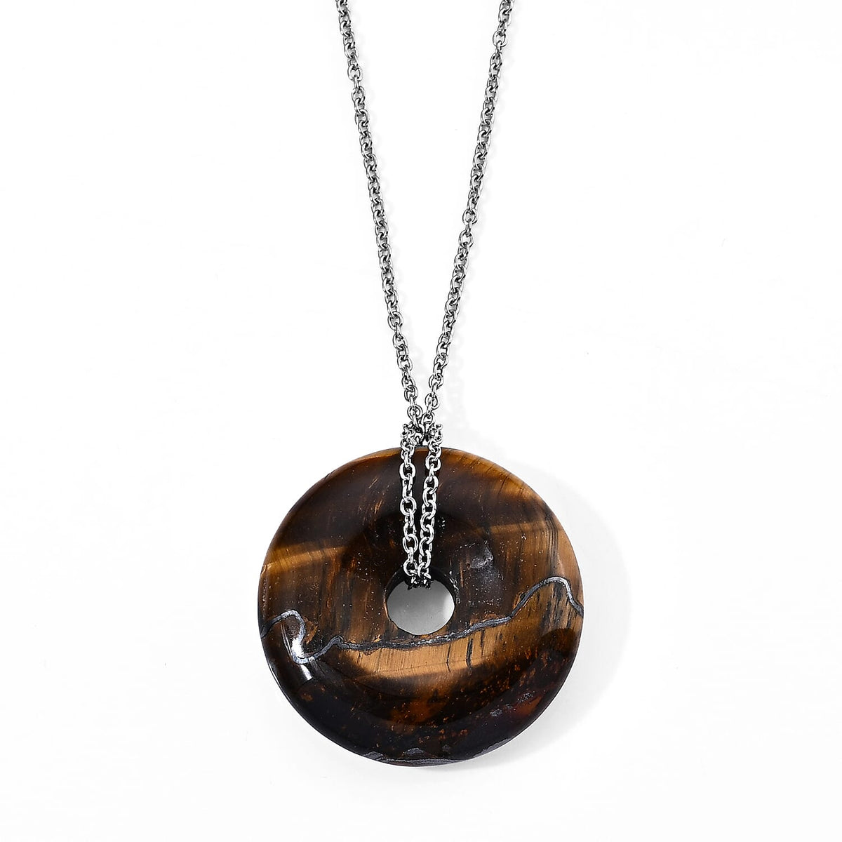 Red Jasper 55.00 ctw Pendant in Silvertone with Stainless Steel Necklace 26 Inches
