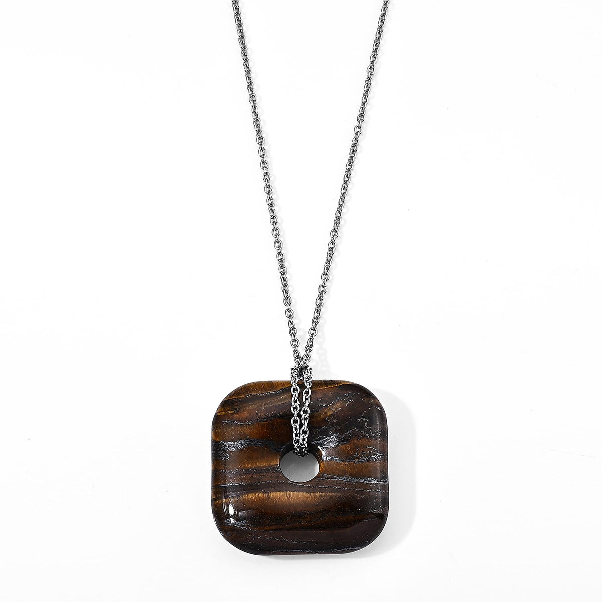 Galilea Rose Quartz 58.00 ctw Pendant in Silvertone with Stainless Steel Necklace 26 Inches