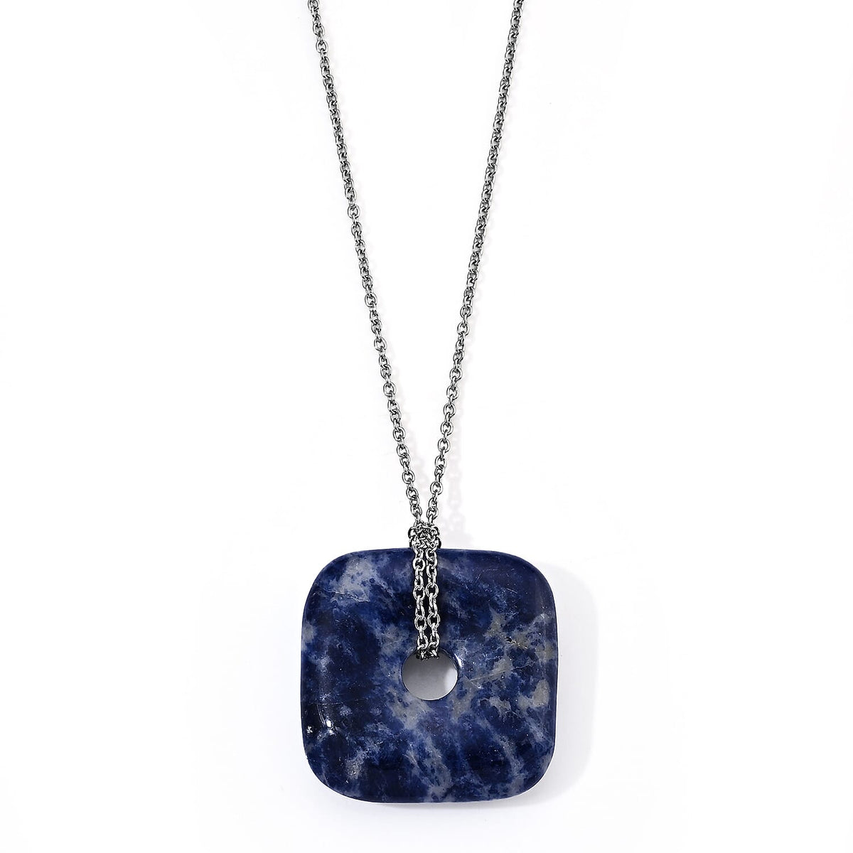 Galilea Rose Quartz 58.00 ctw Pendant in Silvertone with Stainless Steel Necklace 26 Inches