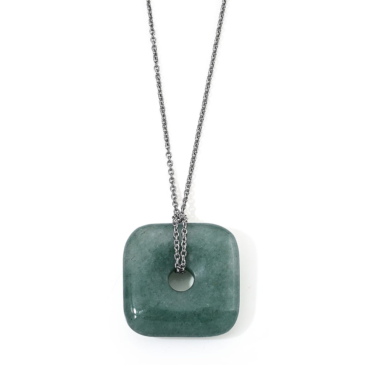 Galilea Rose Quartz 58.00 ctw Pendant in Silvertone with Stainless Steel Necklace 26 Inches