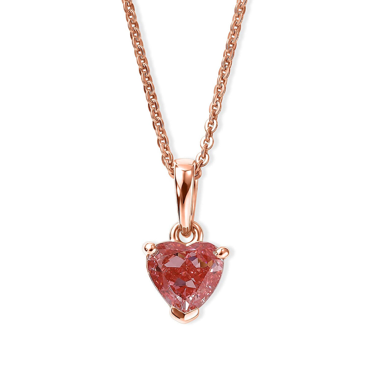 SGL Certified Luxuriant Lab Grown Pink Diamond Pendant Necklace (18 Inches) in 18K Vermeil RG Over Sterling Silver 1.10 ctw