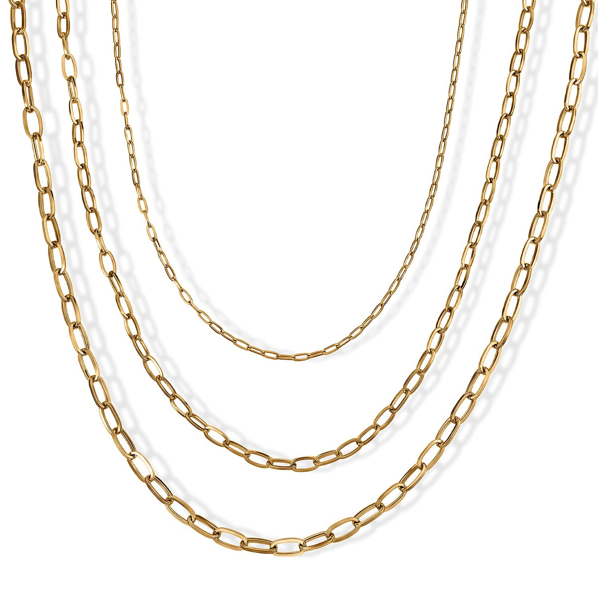 Set of 3 Necklace in ION Plated YG Stainless Steel (16/20/24+2 Inches)