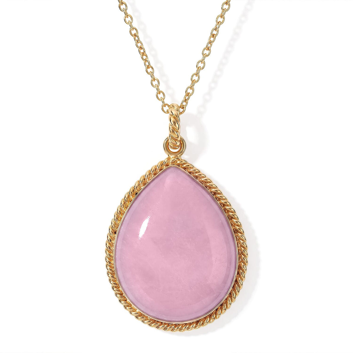 EverTrue Kunzite 31.30 ctw Pendant in 18K YG Plated with ION Plated YG Stainless Steel (20 Inches)