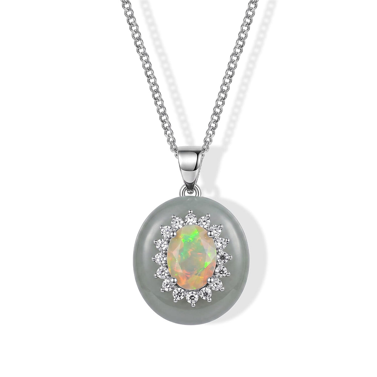 D''Joy Red Jade, Multi Gemstone Pendant Necklace (18 Inches) in Rhodium Over Sterling Silver 9.50 ctw