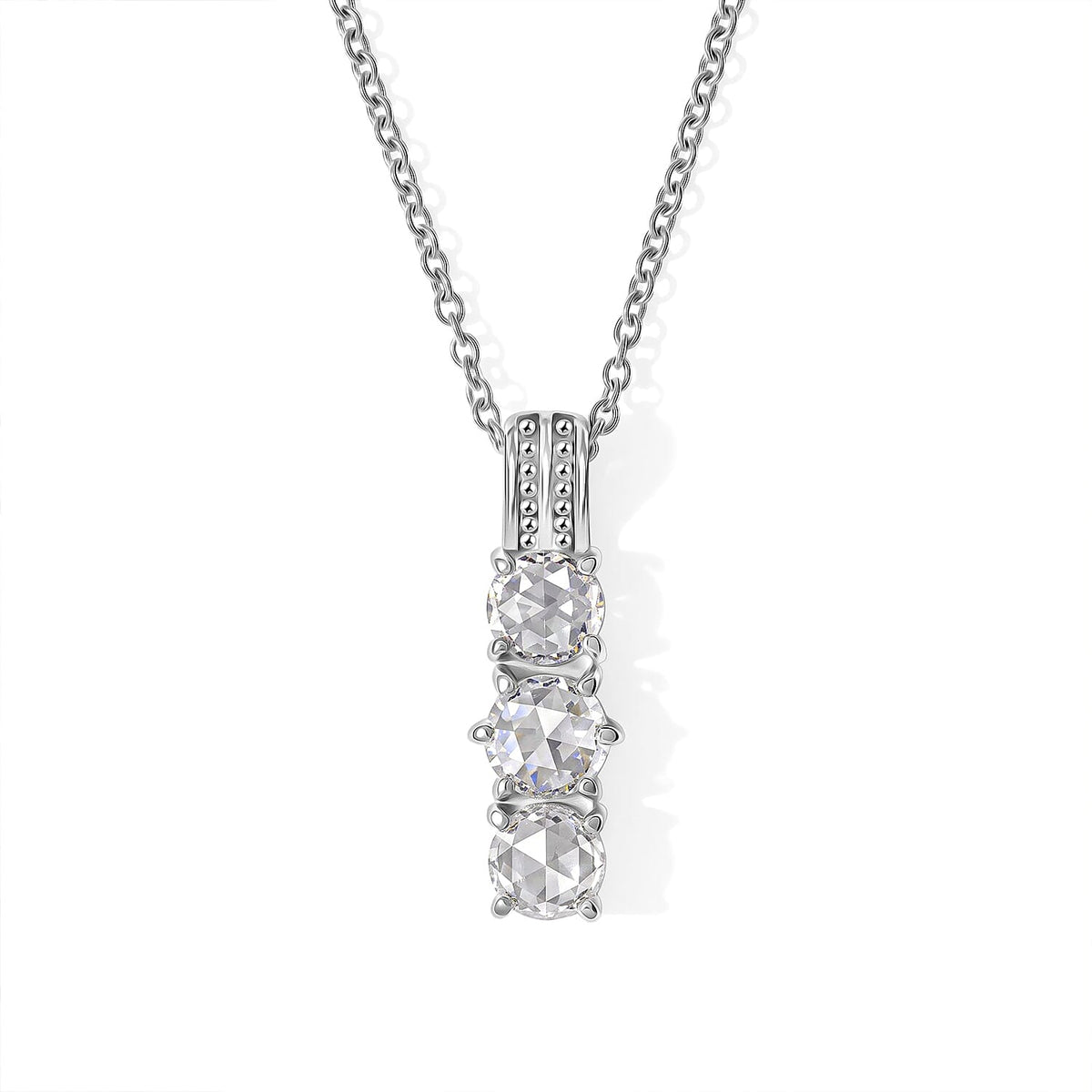 EverTrue Simulated Diamond Pendant Necklace 20 Inches in Stainless Steel 4.00 ctw